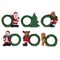 Set of 6 Santa, Snowman, Reindeer, Christmas Wreath Napkin Rings 2.5 Inches